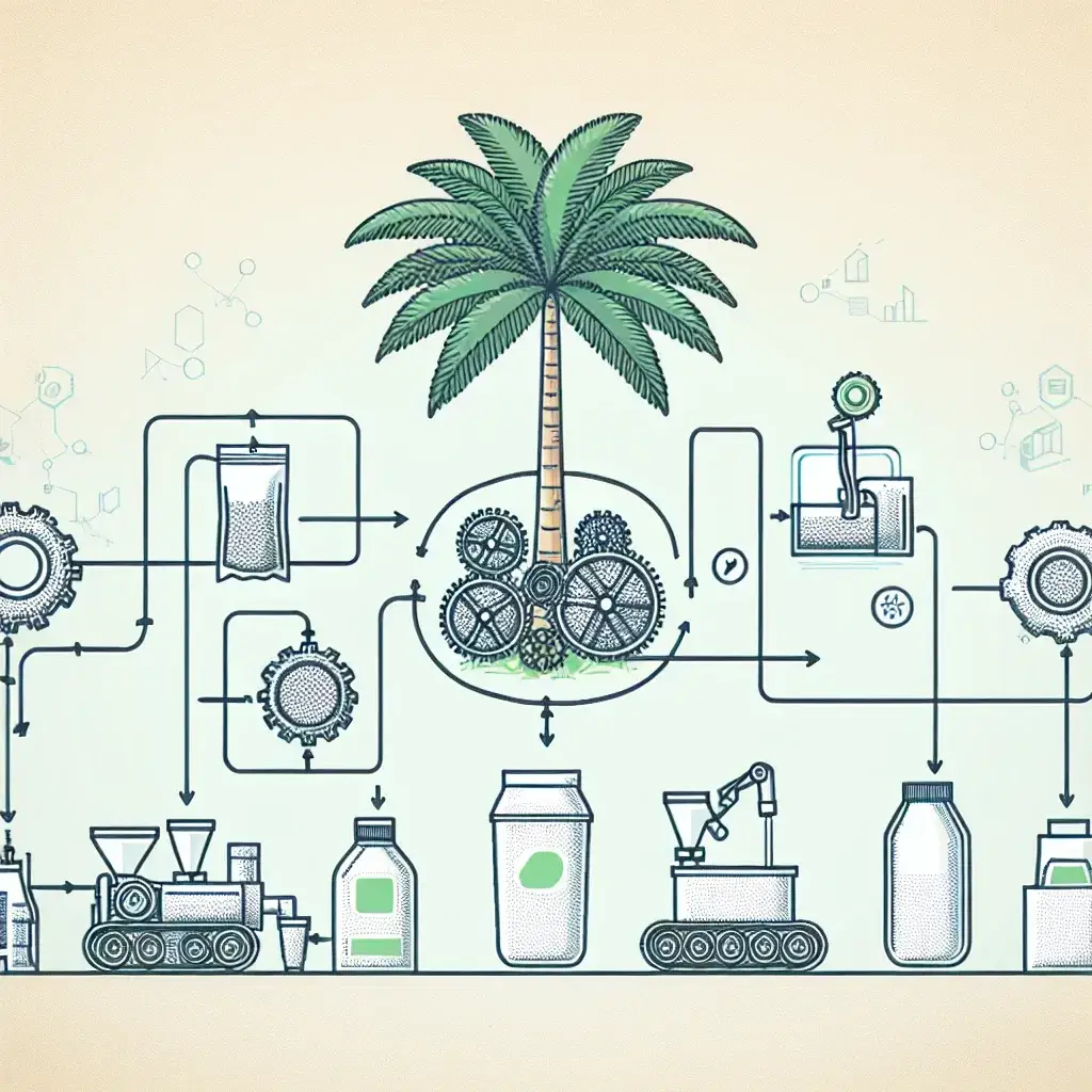 "Proses konversi limbah sawit menjadi bioplastik terbarukan, menunjukkan teknologi inovatif dalam pengelolaan limbah sawit untuk keberlanjutan lingkungan."